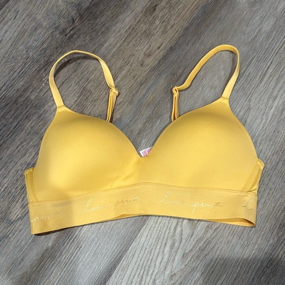 PINK Victoria's Secret Other - Victoria's Secret Pink Yellow Wear Everywhere Wireless Bra NWOT 32B